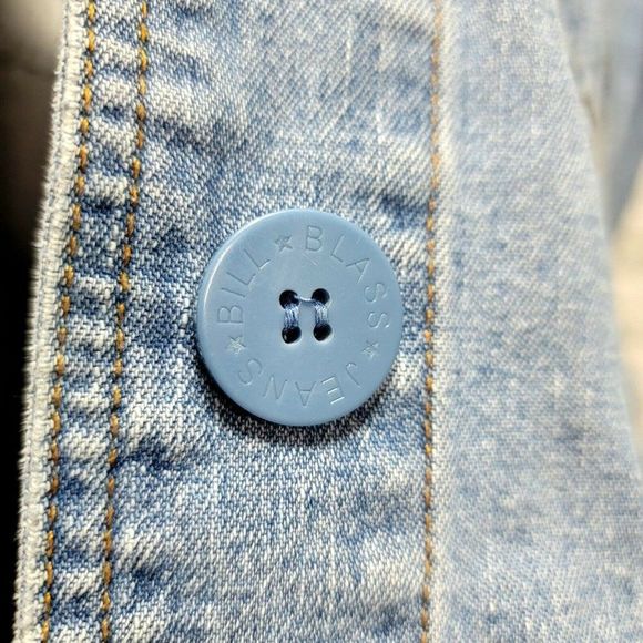 Vintage 90s Bill Blass L Light Wash Denim Button Front Jacket Jean Lightweight - Picture 5 of 7